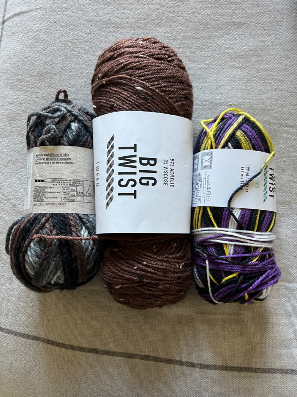 Three skeins of yarn